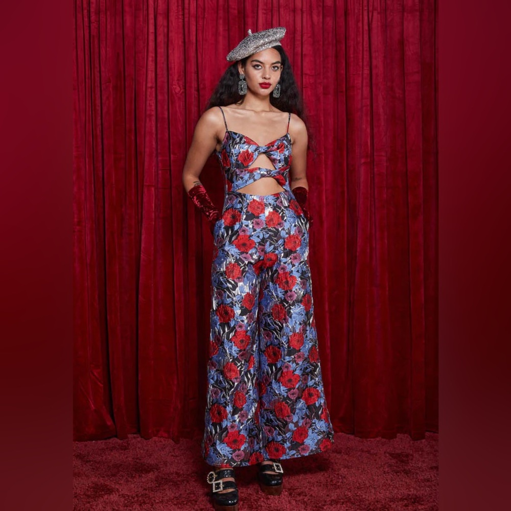Floral Jumpsuit with Cutout Detail